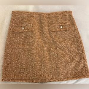 Ann Taylor Camel Bouclé Mini Skirt